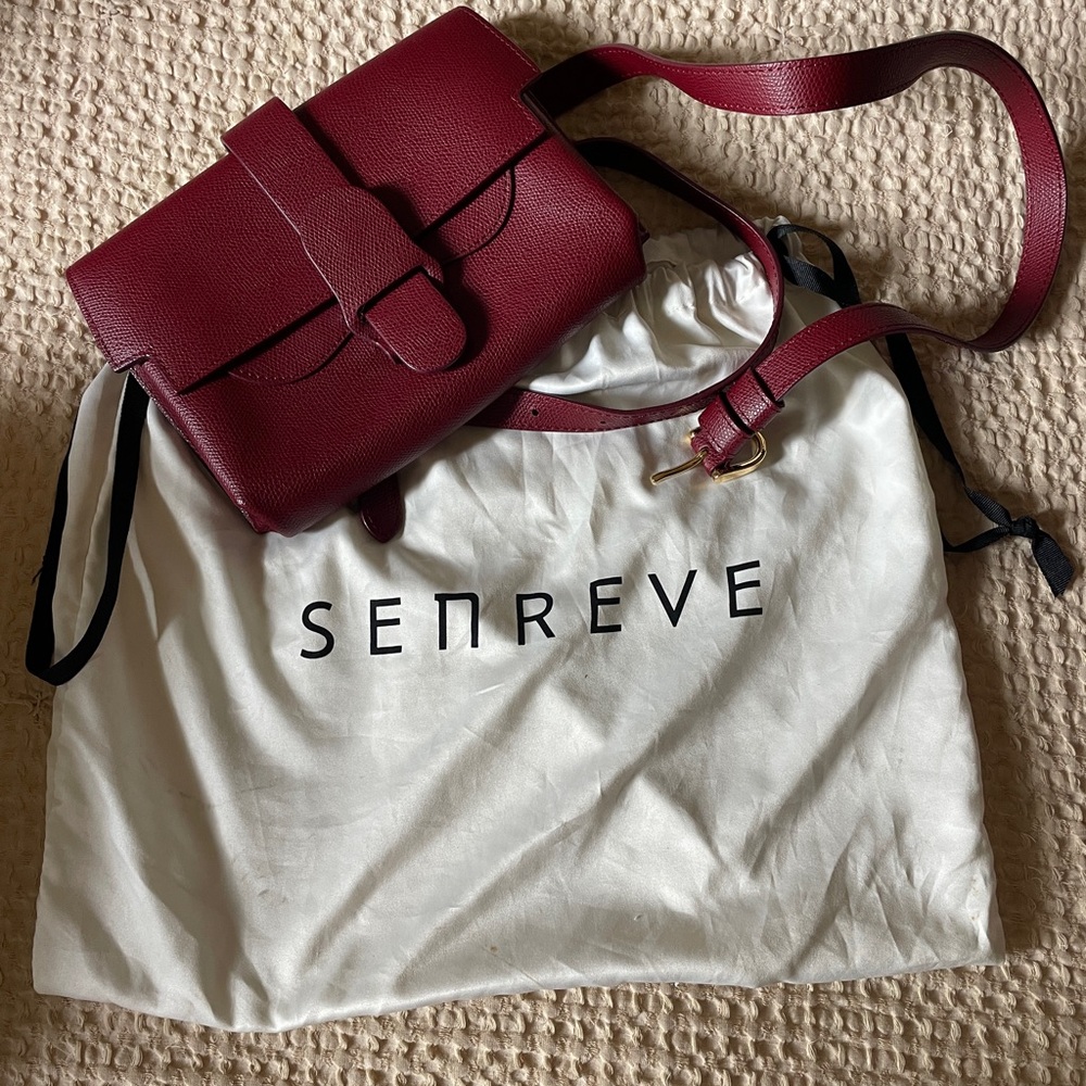 Senreve Wine Red Pebbled Leather Bag